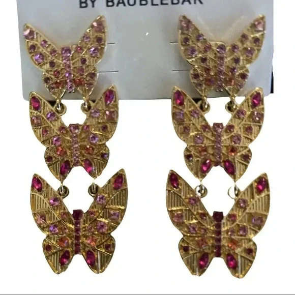$10 SALE! 
BaubleBar Stacked Metallic Butterfly Drop Earrings - Picture 3 of 4